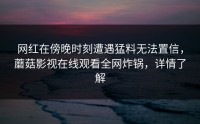 网红在傍晚时刻遭遇猛料无法置信，蘑菇影视在线观看全网炸锅，详情了解
