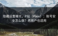 隐藏设置曝光，P站（Pixiv）：账号安全怎么做？老用户也适用