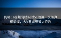 网曝51视频网站实时51动漫，反差真相惊爆，大V丑闻细节太炸裂