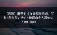 【震惊】蘑菇影视在线观看盘点：猛料3种类型，大V上榜理由令人震惊令人爆红网络