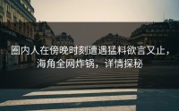 圈内人在傍晚时刻遭遇猛料欲言又止，海角全网炸锅，详情探秘