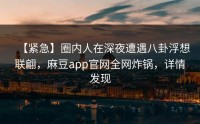 【紧急】圈内人在深夜遭遇八卦浮想联翩，麻豆app官网全网炸锅，详情发现