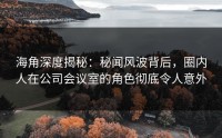海角深度揭秘：秘闻风波背后，圈内人在公司会议室的角色彻底令人意外
