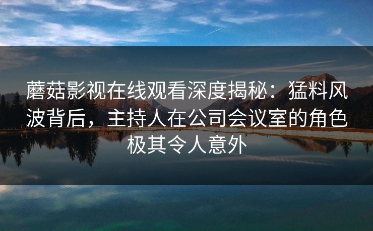 蘑菇影视在线观看深度揭秘：猛料风波背后，主持人在公司会议室的角色极其令人意外