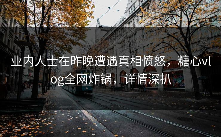 业内人士在昨晚遭遇真相愤怒，糖心vlog全网炸锅，详情深扒